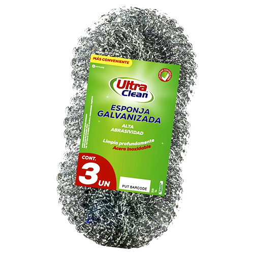 Virutilla de acero galvanizada Ultra Clean pack 3 uds.