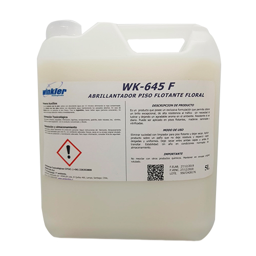 Abrillantador de pisos flotantes aroma floral 5 litros Winkler WK-645 F