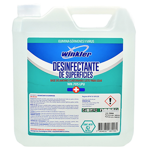 Amonio cuaternario desinfectante de superficies 5 litros Winkler WK-705 LPU