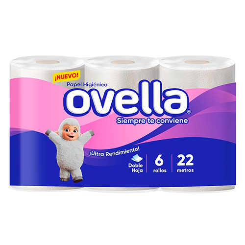 [PAPHIGDH010] Papel higiénico doble hoja Ovella pack 6x22 m