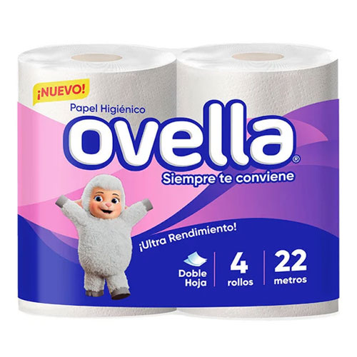 [PAPHIGDH020] Papel higiénico doble hoja Ovella pack 4x22 m